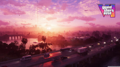 Sunset Highway Cityscape PC Wallpaper
