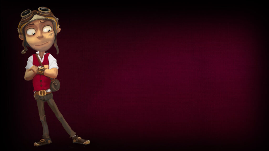 Steampunk Adventurer Boy Character Minimalist Desktop Wallpaper