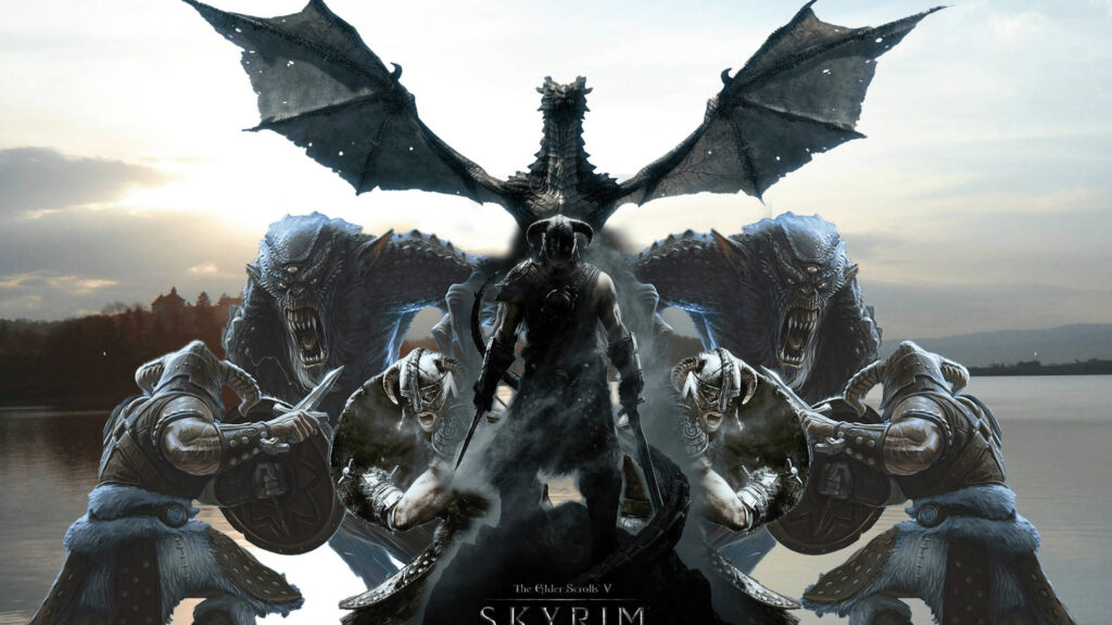 Fantasy Warrior and Dragon Battle 4K Wallpaper