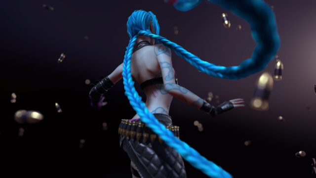 Jinx Animated Art with Falling Bullets 4K Desktop Wallpaper