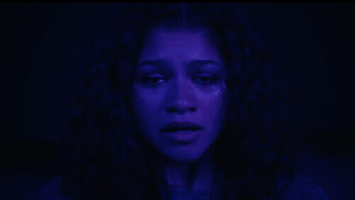 Zendaya Rue Bennett Euphoria Blue Lighting Desktop Wallpaper