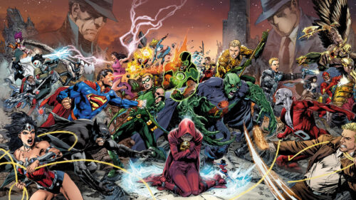Justice League Heroes Battle Scene Desktop Wallpaper