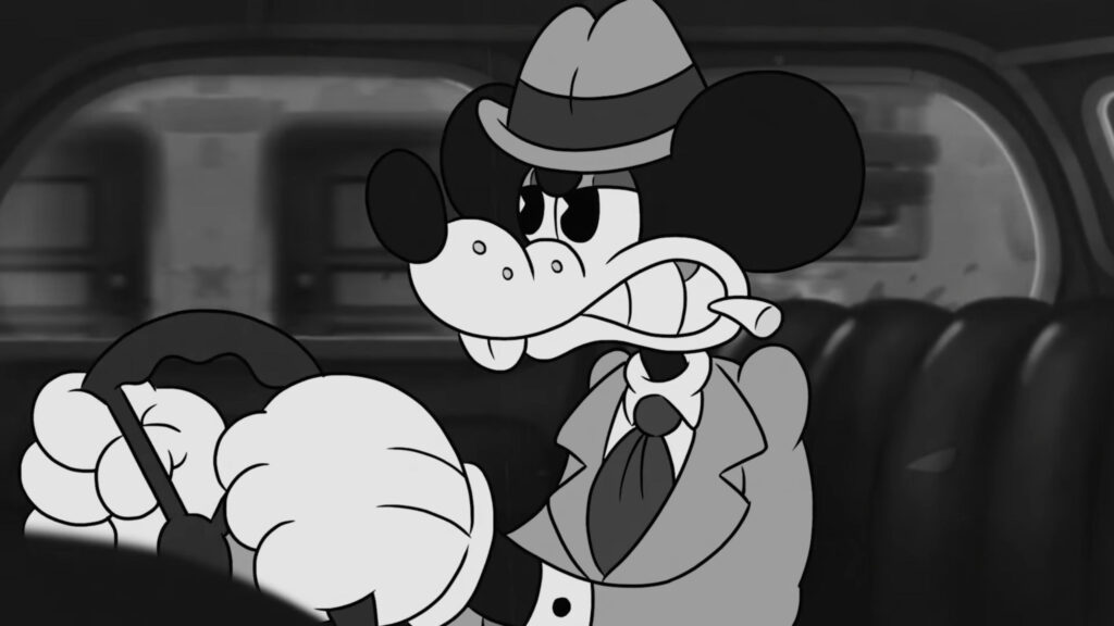 Noir Mickey Mouse Detective Style 4K Desktop Wallpaper