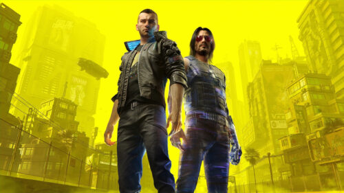 Male V and Johnny Silverhand Cyberpunk 2077 Desktop Wallpaper