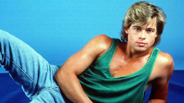 Young Brad Pitt Classic Green Tank Top Desktop Wallpaper