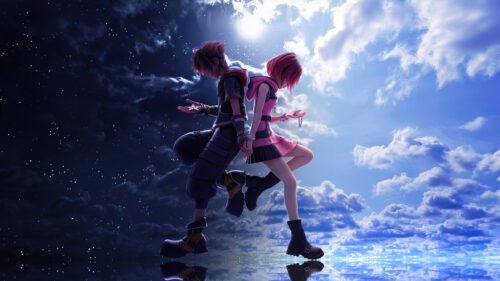 Sora and Kairi Back-to-Back Dynamic Fantasy 4K Wallpaper