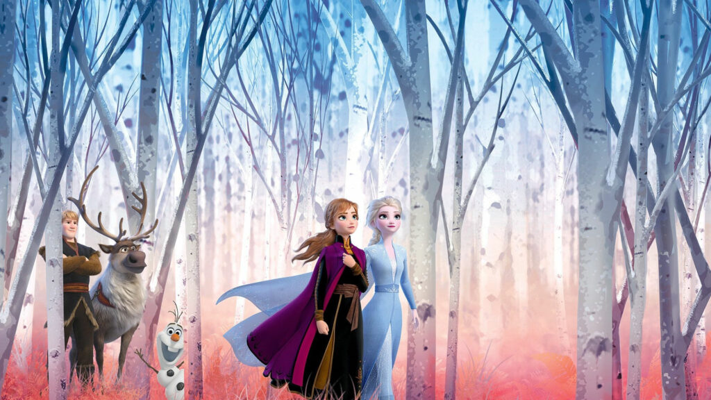 Frozen 2 Characters in Enchanted Forest 4K Desktop Wallpaper
