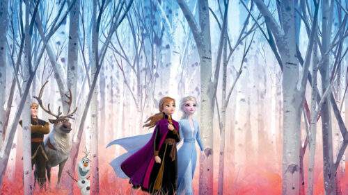 Frozen 2 Characters in Enchanted Forest 4K Desktop Wallpaper
