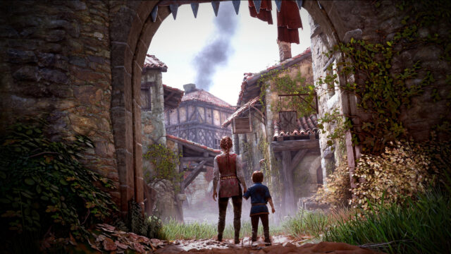 Amicia and Hugo in Medieval Village 4K Desktop Wallpaper