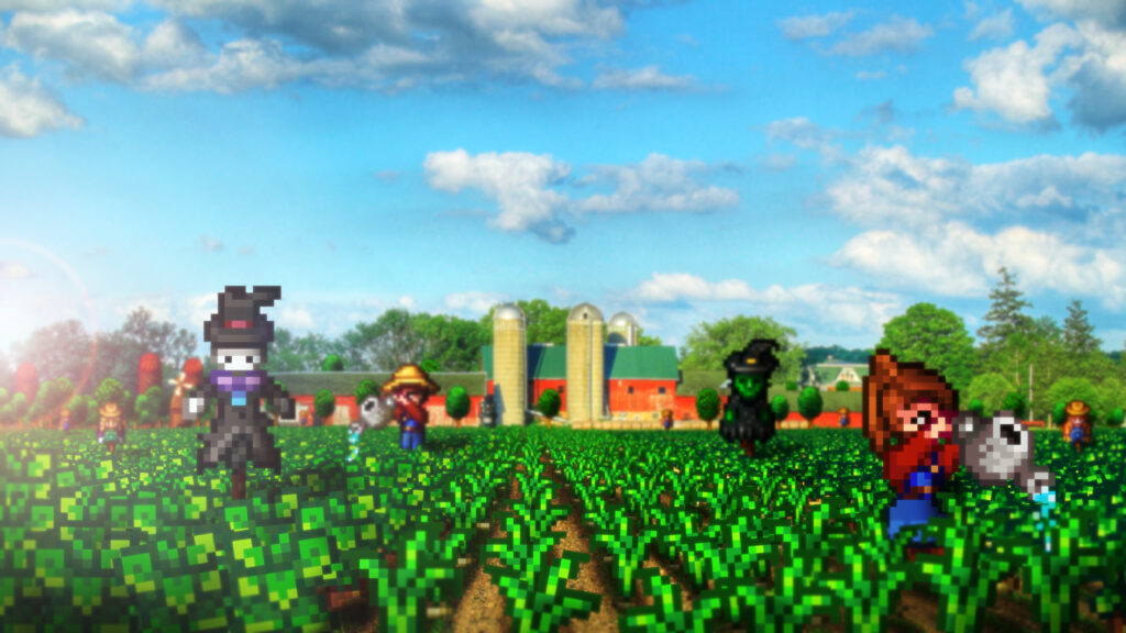 Pixel Art Farm Field 4K Desktop Wallpaper