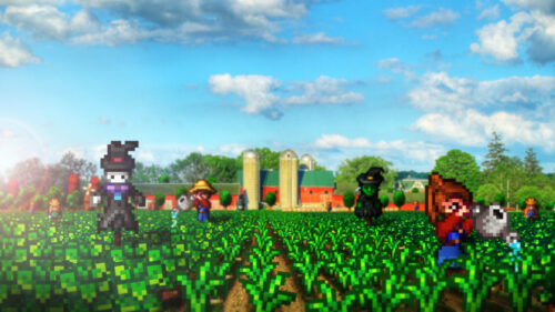 Pixel Art Farm Field 4K Desktop Wallpaper
