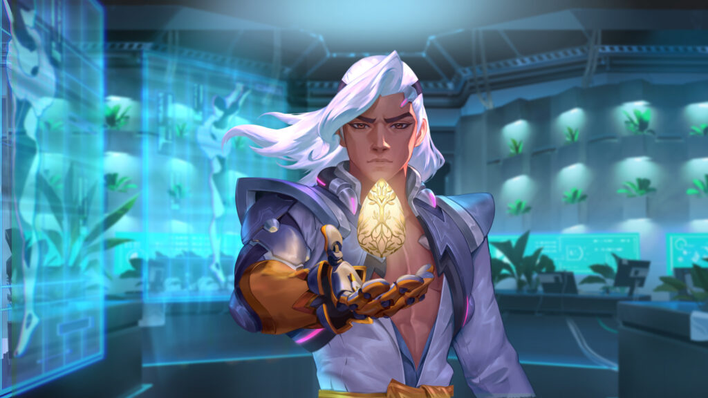 Futuristic Warrior Holding A Golden Egg Desktop Wallpaper