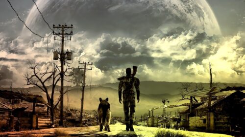 Post-Apocalyptic Wanderer and Dog Desktop Wallpaper