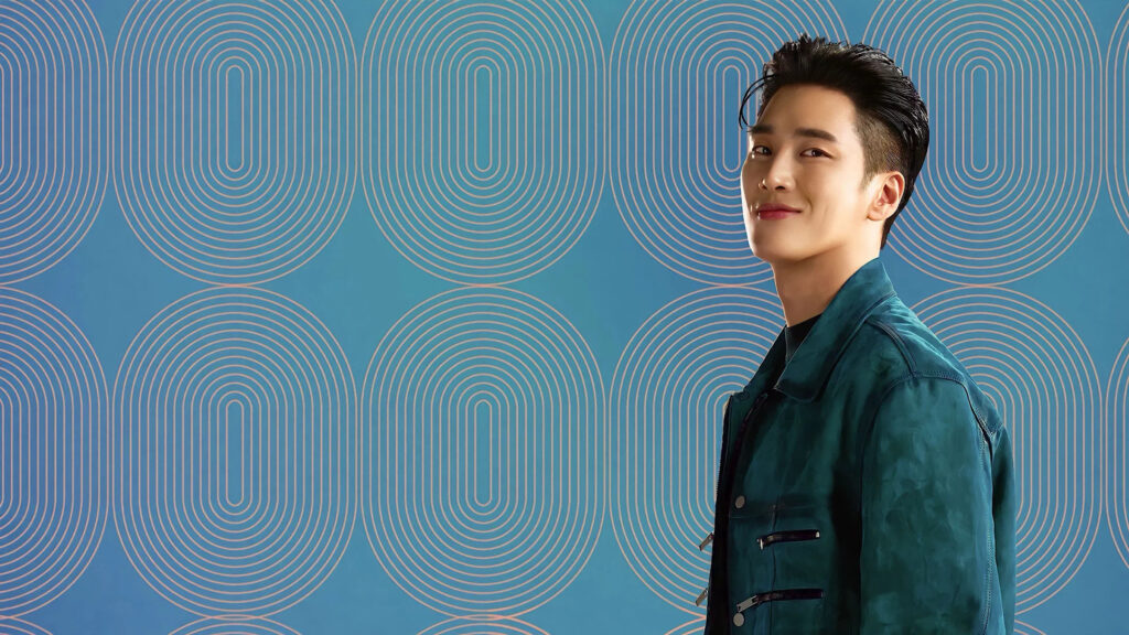 Ahn Bo-hyun Portrait Against Geometric Pattern Desktop Wallpaper