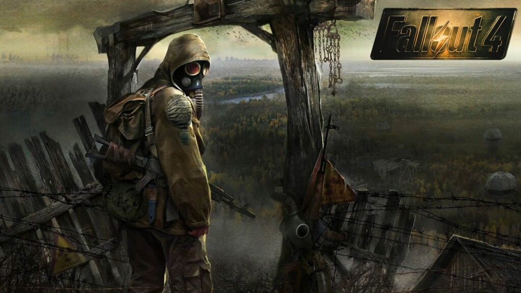 Post-Apocalyptic Scavenger Looking Over A Desolate Landscape Desktop Wallpaper