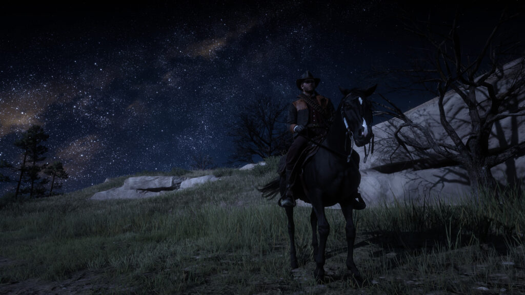 Stunning Arthur Morgan Night Sky Red Dead Redemption 2 4K Wallpaper