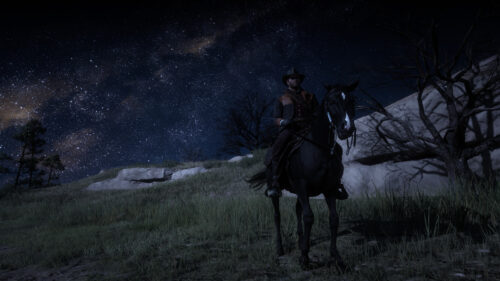 Stunning Arthur Morgan Night Sky Red Dead Redemption 2 4K Wallpaper