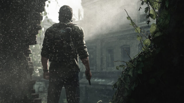 Lone Survivor Standing Amidst Ruined Architecture Desktop Wallpaper