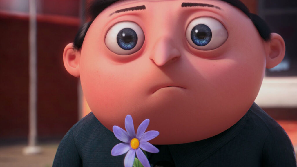Young Gru Holding a Purple Flower Desktop Wallpaper