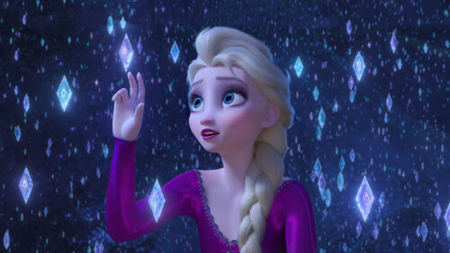 Elsa in Frozen 2 Enchanted Forest Scene Desktop Wallpaper