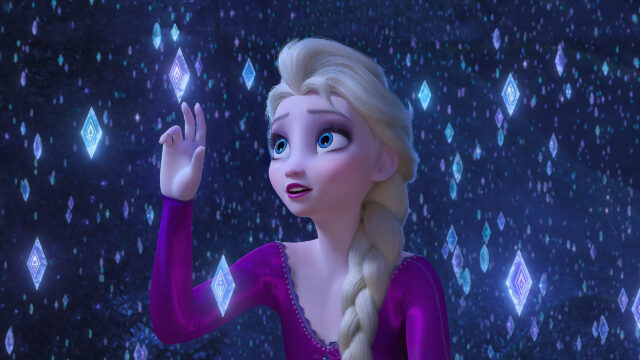 Elsa in Frozen 2 Enchanted Forest Scene Desktop Wallpaper