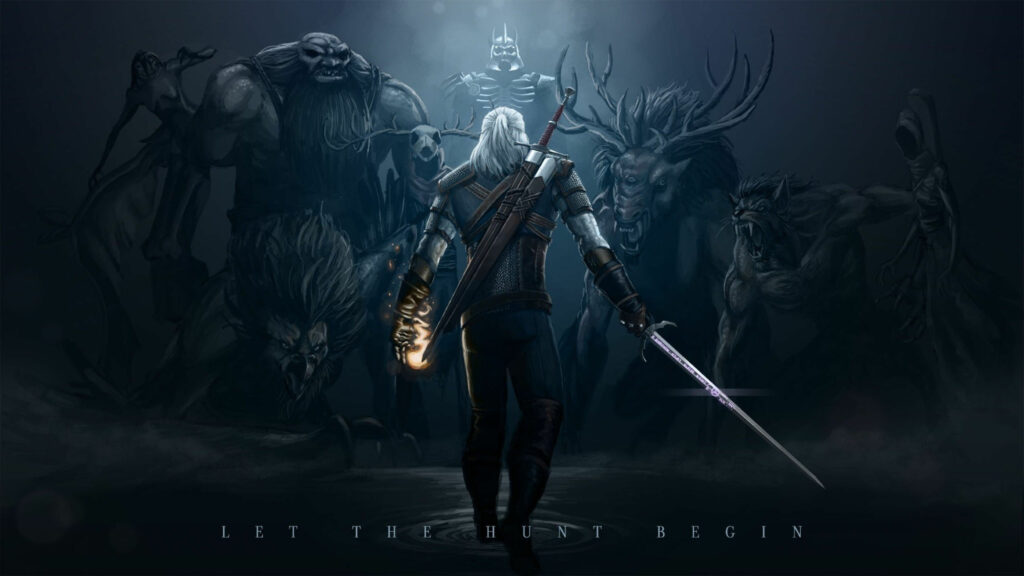 The Witcher Fantasy Warrior Confrontation 4K Wallpaper