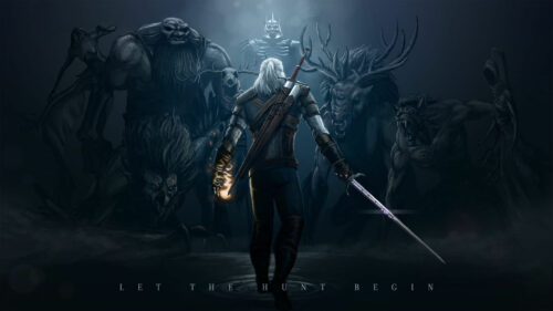 The Witcher Fantasy Warrior Confrontation 4K Wallpaper