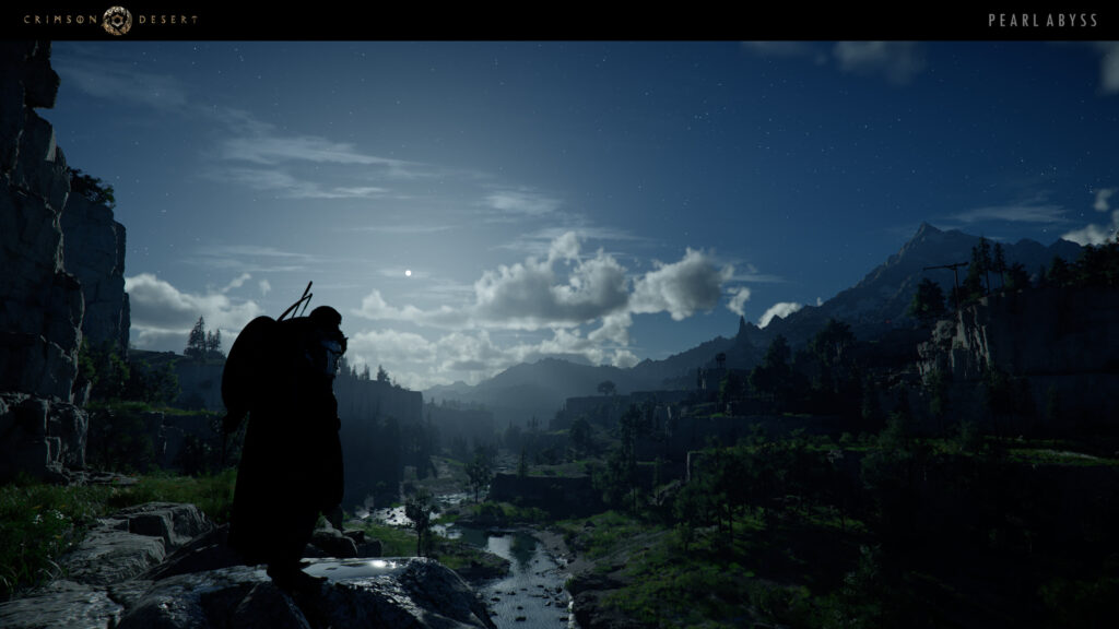 A Lonely Warrior Under a Moonlit Night Sky 4K Wallpaper