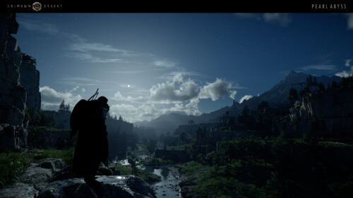 A Lonely Warrior Under a Moonlit Night Sky 4K Wallpaper