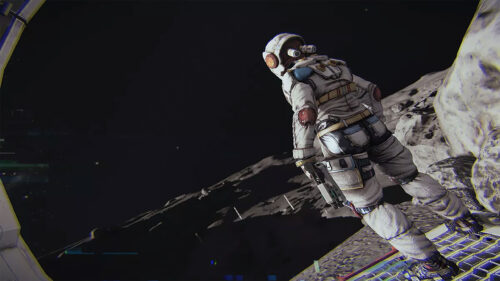 Astronaut Standing on Lunar Surface 4K Wallpaper