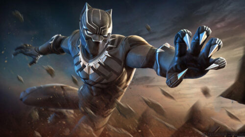 Black Panther Action Pose Marvel Hero Desktop Wallpaper