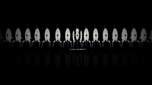 Minimalist Portal Turret Army 4K Desktop Wallpaper