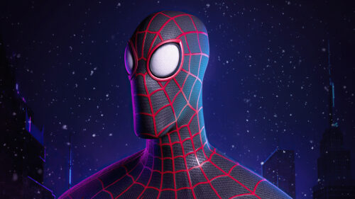 Spider-Man Miles Morales Night Snowfall 4K Desktop Wallpaper