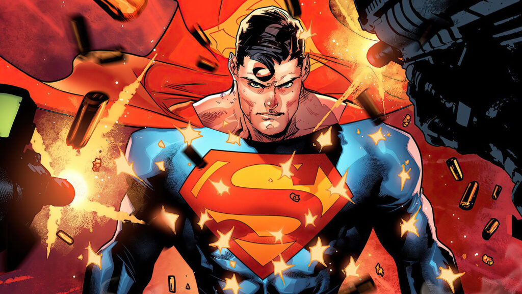 Superman Deflecting Bullets Comic Art 4K Desktop Wallpaper