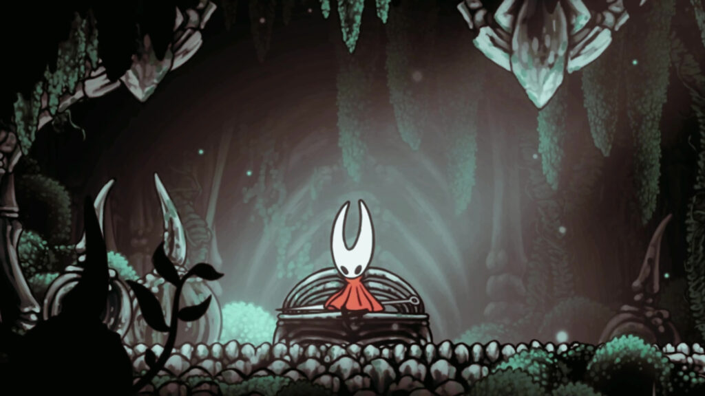 Hornet Resting in Greenpath Hollow Knight Desktop Wallpaper
