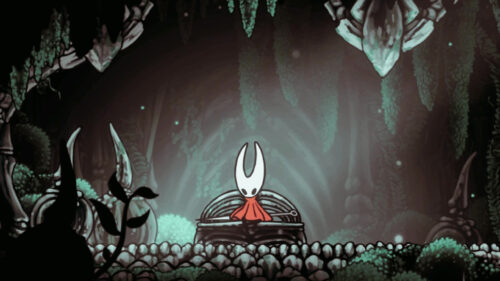 Hornet Resting in Greenpath Hollow Knight Desktop Wallpaper