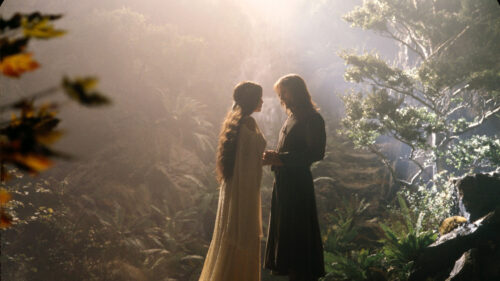 Arwen and Aragorn Romantic Encounter 4K Desktop Wallpaper