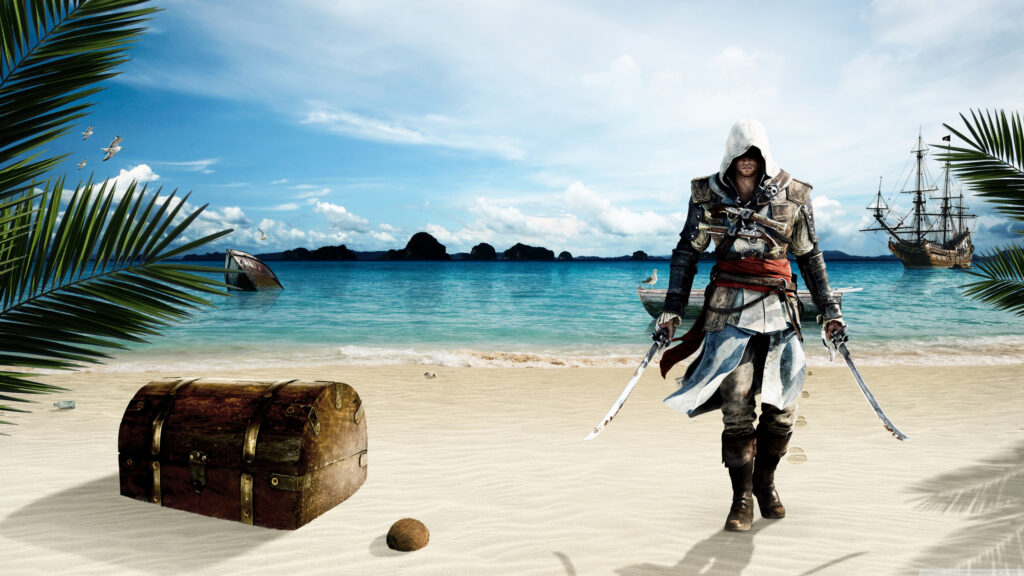 Assassin's Creed Pirate Warrior Beach Desktop Wallpaper