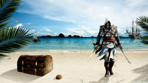Assassin’s Creed Pirate Warrior Beach Desktop Wallpaper