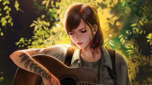 The Last of Us Ellie Playing Guitar 4K Desktop Wallpaper