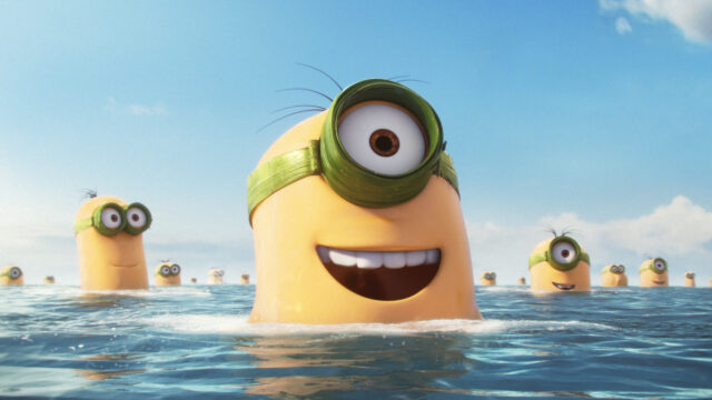 Minions Swimming in the Ocean Desktop Wallpaper
