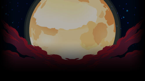 Ominous Moon Over Red Clouds Desktop Wallpaper