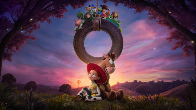Toy Story Characters on Tire Swing Desktop Wallpaper