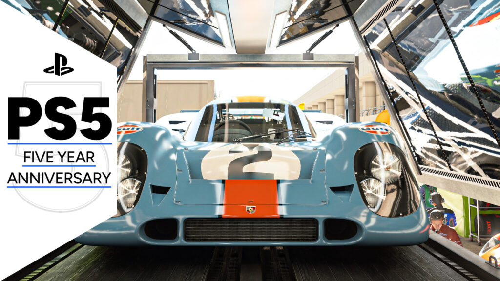 Gulf Livery Porsche 917K PlayStation 5 Anniversary Desktop Wallpaper