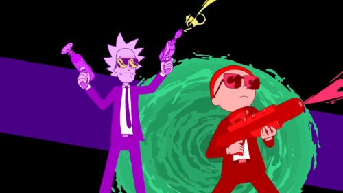 Rick and Morty Pulp Fiction Parody Art Desktop Wallpaper