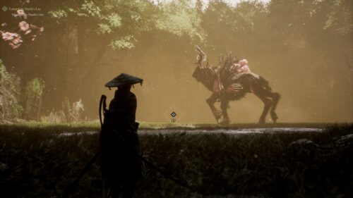 Samurai Facing a Mythical Spirit Creature Desktop Wallpaper