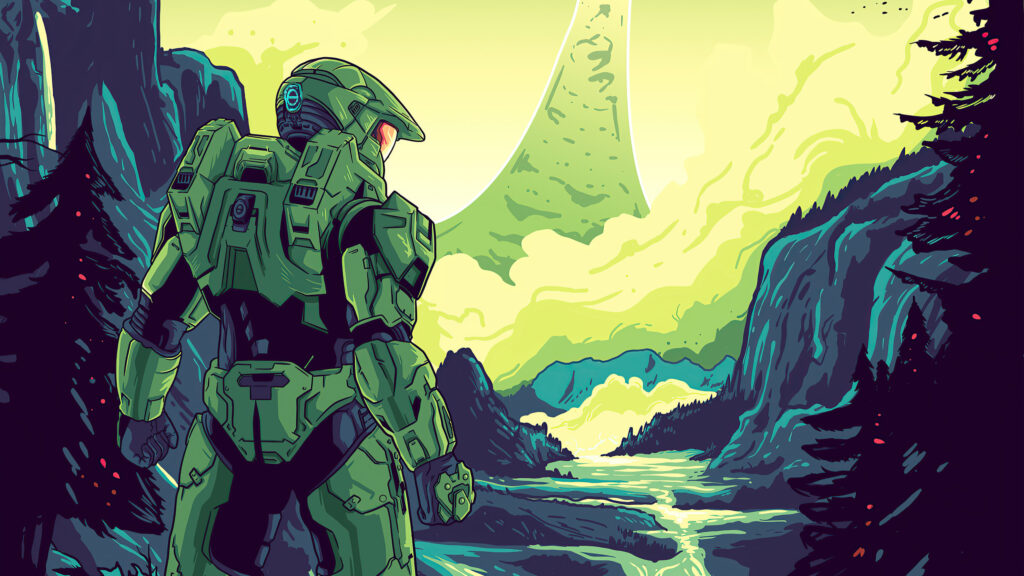 Master Chief Halo Landscape Desktop Wallpaper