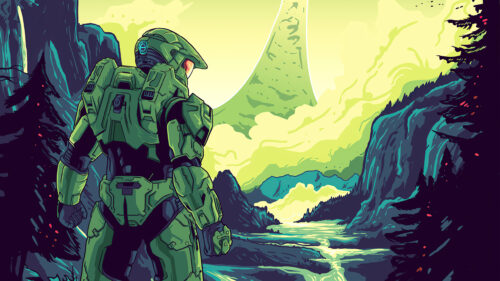 Master Chief Halo Landscape Desktop Wallpaper
