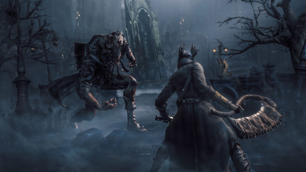 Dark Fantasy Hunter and Monster Battle 4K Desktop Wallpaper