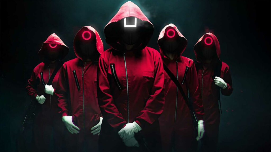 Squid Game Red Guard Team Desktop Wallpaper